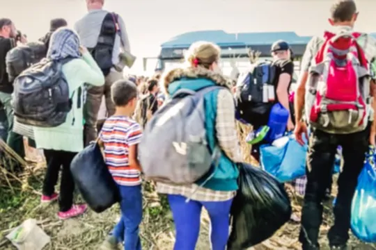 Flüchtlinge unterwegs während der Flüchtlingskrise