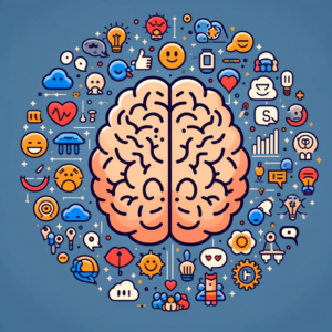 Fake News - Ein Gehirn, das von unterschiedlichen Informationen umkreist wird.